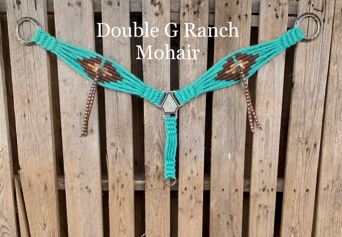 Turquoise & Brown Rhinestone Mohair Breast Collar