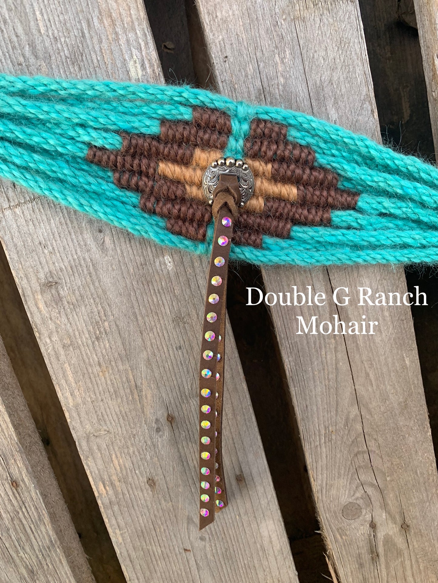 Turquoise & Brown Rhinestone Mohair Breast Collar