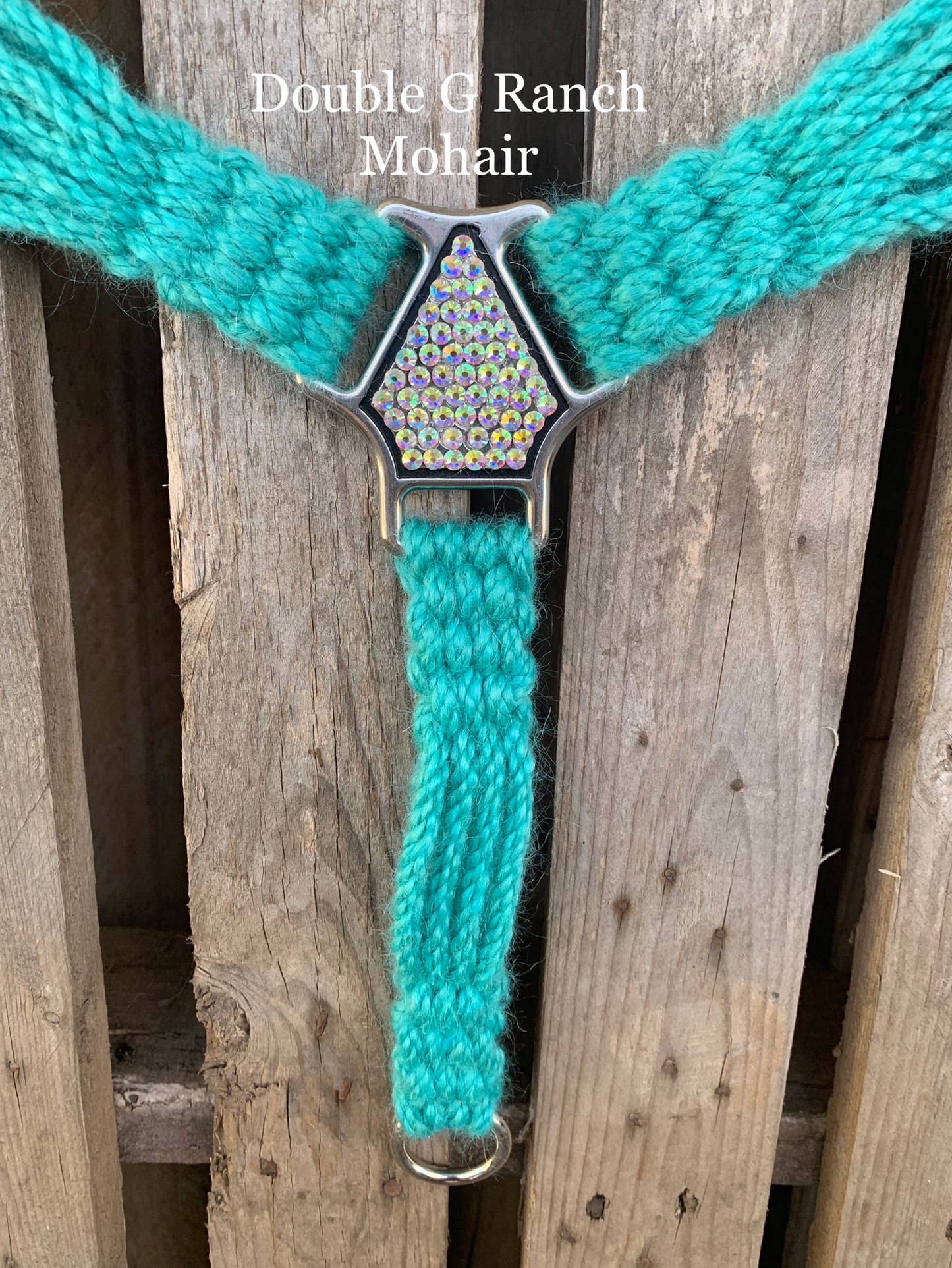 Turquoise & Brown Rhinestone Mohair Breast Collar