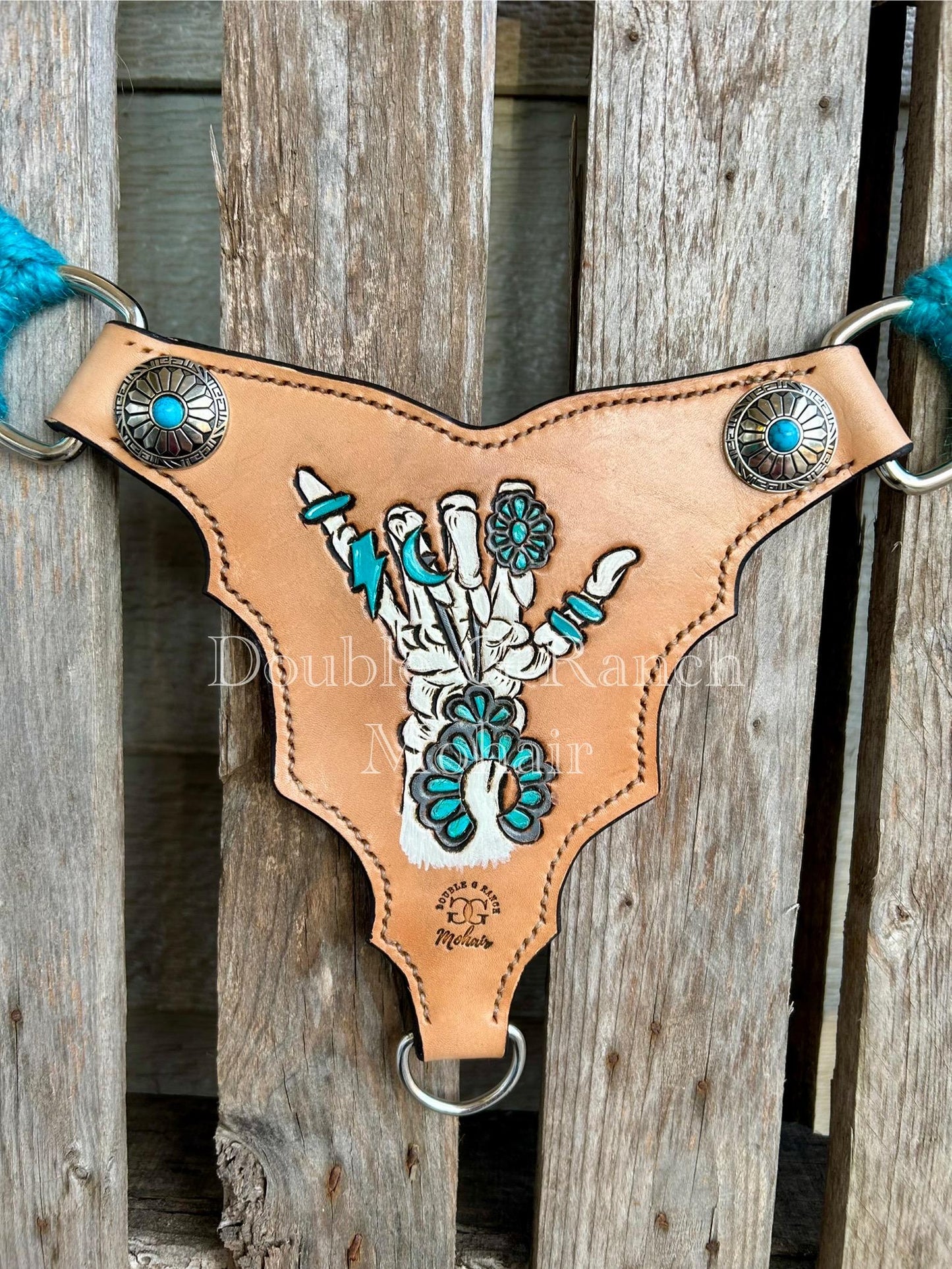 Skeleton Hand Gladiator Style Mohair Breast Collar