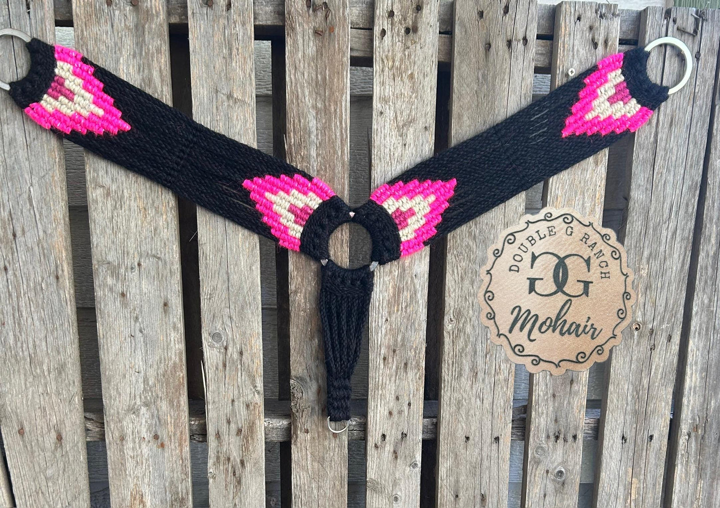 Black and Hot Pink Mohair Breast Collar