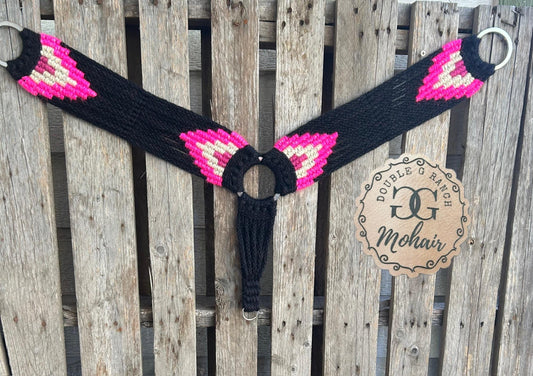 Black and Hot Pink Mohair Breast Collar